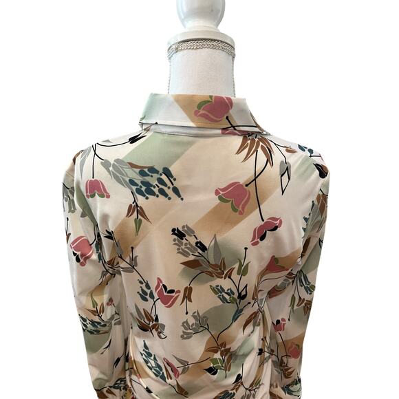 Vintage 70s Mod Floral Print Pointed Collar Polyester Disco Shirt - Picture 5 of 9